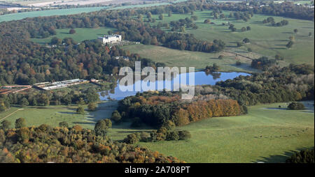 aerial view of the Harewood House Estate from the south west Stock Photo