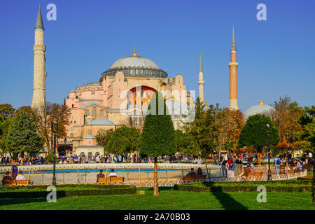 View of iconic church Hagia Sophia,  Eastern Orthodox cathedral in Istanbul, Turkey. Stock Photo