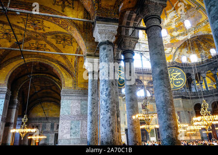 Inside famous Hagia Sophia Cathedral in Istanbul (Constantinople), Turkey. Stock Photo