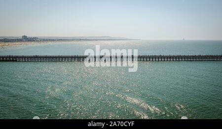 The port of Le Havre with pier and sea beach on a sunny day Stock Photo