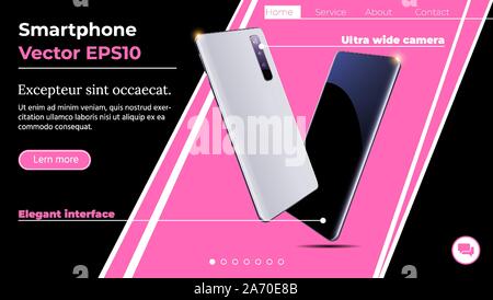 3d Realistic Phones In Perspective. Mock Up for Advertising. Stock Vector