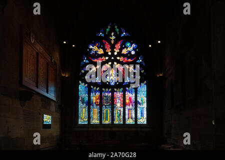 St Katherine's Aisle stained glass window, St Michaels Parish Church, Linlithgow, Scotland, UK Stock Photo