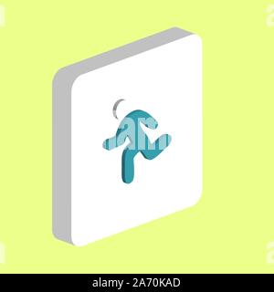 Running Man, Run Simple vector icon. Illustration symbol design template for web mobile UI element. Perfect color isometric pictogram on 3d white squa Stock Vector