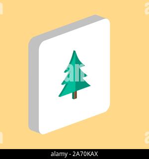 Christmas Tree Simple vector icon. Illustration symbol design template for web mobile UI element. Perfect color isometric pictogram on 3d white square Stock Vector