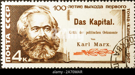 Karl Marx on vintage russian postage stamp Stock Photo