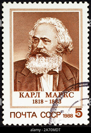 Philosopher Karl Marx on russian postage stamp Stock Photo