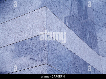 Architecture. Commercial building wall detail. Granite facing panels. Stock Photo