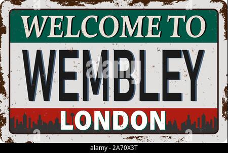 Wembley London rusted logo illustration vector format on white Stock Vector