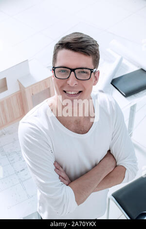 top view. successful young designer standing in the Studio Stock Photo