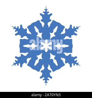 Flat decorative blue snowflake vector design on white background suitable for Christmas, New Year, and other winter theme holiday celebration event. Stock Vector