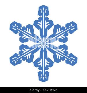 Flat decorative blue snowflake vector design on white background suitable for Christmas, New Year, and other winter theme holiday celebration event. Stock Vector