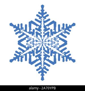 Flat decorative blue snowflake vector design on white background suitable for Christmas, New Year, and other winter theme holiday celebration event. Stock Vector