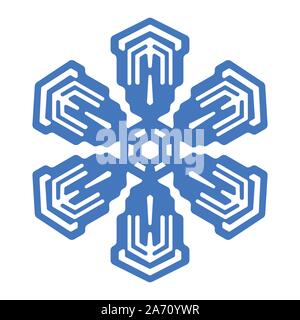 Flat decorative blue snowflake vector design on white background suitable for Christmas, New Year, and other winter theme holiday celebration event. Stock Vector