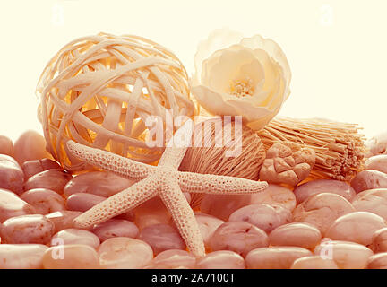 Spa still life with stones and starfish Stock Photo