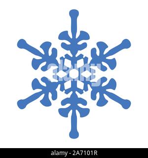 Flat decorative blue snowflake vector design on white background suitable for Christmas, New Year, and other winter theme holiday celebration event. Stock Vector
