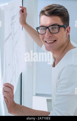 experienced architect is working on a new project. Stock Photo