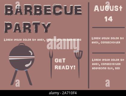 Barbecue Party Announcement. Retro Style. Vector Illustration Stock Vector