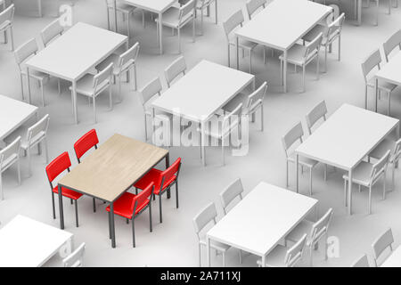 Concept image with unique table and chairs in the restaurant Stock Photo