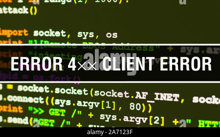 Error 4×× Client Error text written on Programming code abstract ...