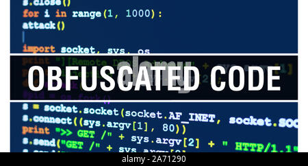 Obfuscated code with Binary code digital technology background ...