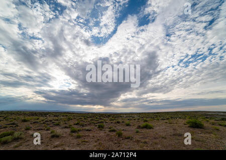 Image from the 'badlands' area known as Skull Creek Rim, Red Desert, Sweetwater County, Wyoming, USA. Stock Photo