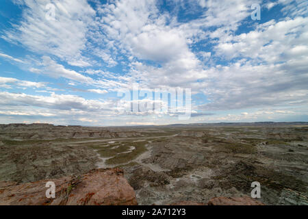 Image from the 'badlands' area known as Skull Creek Rim, Red Desert, Sweetwater County, Wyoming, USA. Stock Photo