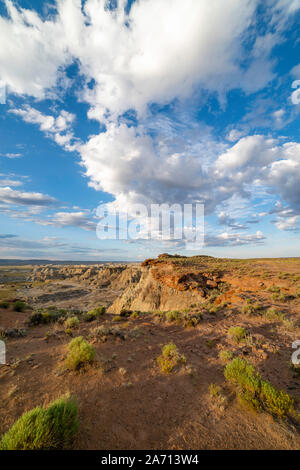 Image from the 'badlands' area known as Skull Creek Rim, Red Desert, Sweetwater County, Wyoming, USA. Stock Photo