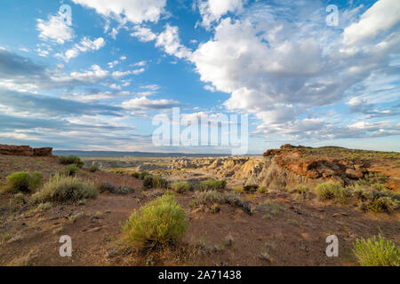 Image from the 'badlands' area known as Skull Creek Rim, Red Desert, Sweetwater County, Wyoming, USA. Stock Photo