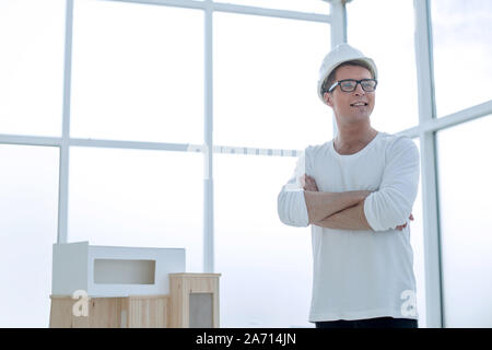 young dreaming architect through his office window Stock Photo