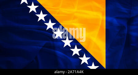 Bosnia and Herzegovina flag with 3d effect Stock Photo