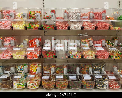 Collection of candy for sale in supermarket Stock Photo