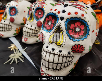 Day of The Dead colorful skulls Stock Photo