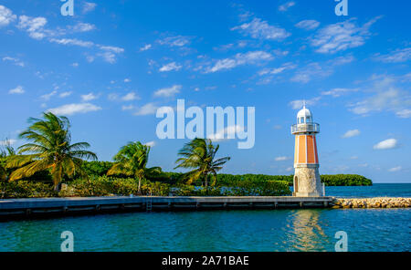 Grand Cayman, Cayman Islands, Jan 2019, David Alexander Anderson Memorial Lighthouse by the Caribbean Sea in the daytime Stock Photo