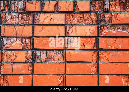 Old red destructed brick wall texture Stock Photo