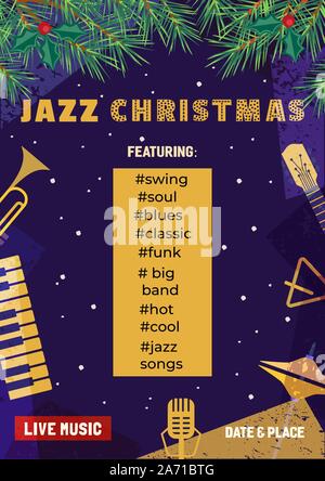 Template Design Poster Christmas Jazz Stock Vector