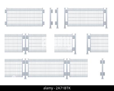 Realistic vector galvanized sheet metal fence panel. Stock Vector