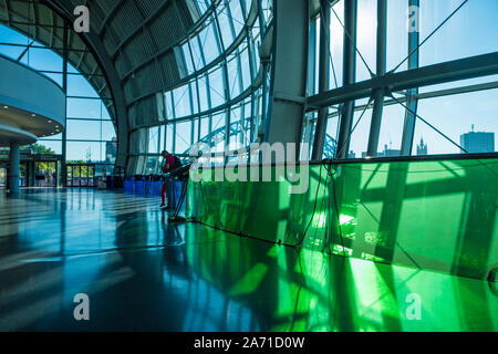 Newcastle, United Kingdom -June 27, 2019: Interior view of the Sage Gateshead. This modern building is an international  home for music. It is located Stock Photo