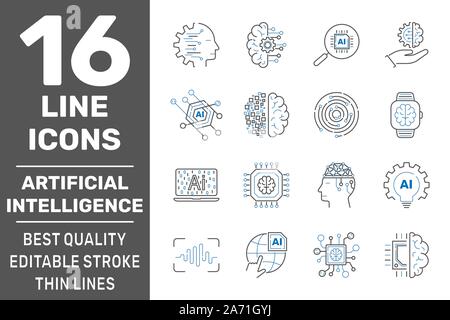 Ai robot, artificial intelligence icons. Vector illustration. EPS 10 Stock Vector