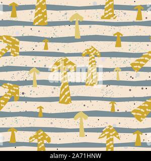 Childish Seamless Texture with Arrows. Hand Drawn Design With Brush. Vector Illustration. Stock Vector