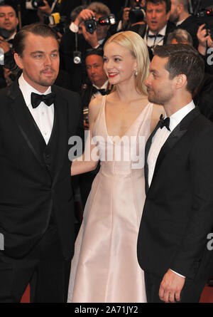 CANNES, FRANCE. May 15, 2013: Leonardo DiCaprio, Carey Mulligan & Tobey Maguire at the premiere of their movie 'The Great Gatsby' the opening movie of the 66th Festival de Cannes. © 2013 Paul Smith / Featureflash Stock Photo