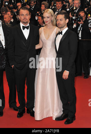 CANNES, FRANCE. May 15, 2013: Leonardo DiCaprio, Carey Mulligan & Tobey Maguire at the premiere of their movie 'The Great Gatsby' the opening movie of the 66th Festival de Cannes. © 2013 Paul Smith / Featureflash Stock Photo