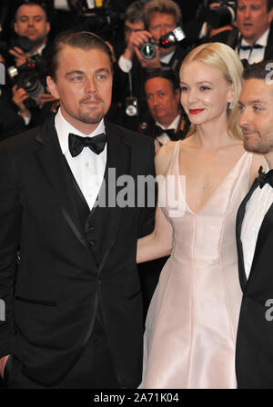 CANNES, FRANCE. May 15, 2013: Leonardo DiCaprio, Carey Mulligan & Tobey Maguire at the premiere of their movie 'The Great Gatsby' the opening movie of the 66th Festival de Cannes. © 2013 Paul Smith / Featureflash Stock Photo