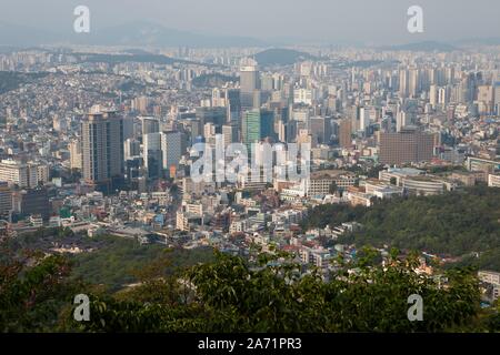 City view from Namsan Mountain, skyscrapers, Seoul, South Korea Stock Photo