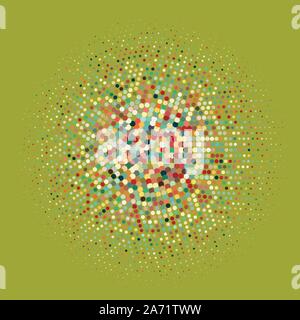 Flat colored ornament with retro halftone dots Stock Vector