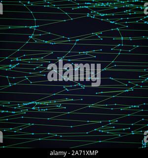 Messy grid made of connected dots Stock Vector