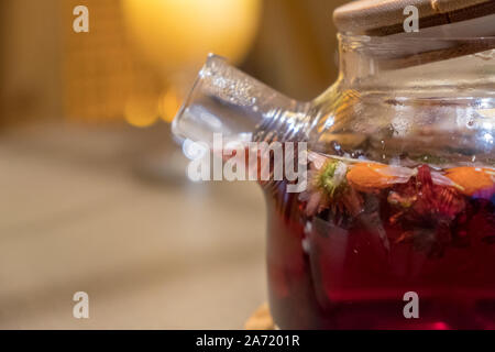 Tea pot close up with red tea Stock Photo