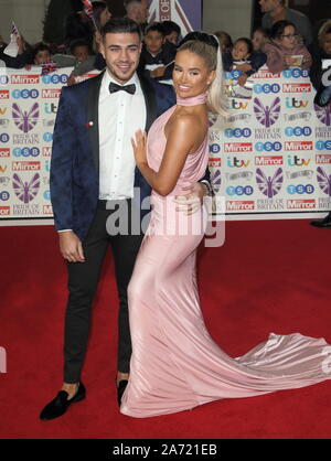 Tommy Fury and Molly-Mae Hague on the red carpet at The Daily Mirror Pride of Britain Awards, in partnership with TSB, at the Grosvenor House Hotel, Park Lane. Stock Photo