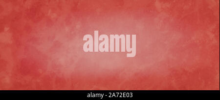 Abstract dark coral red and orange background with painted soft center and old vintage grunge textured border Stock Photo
