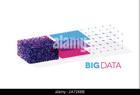 Big data illustration with structuring map reduce process Stock Vector