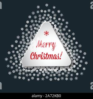 Scattered snowflakes under the retro frame Stock Vector